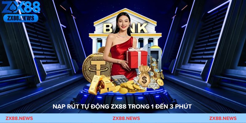 Nạp rút tự động ZX88 trong 1 đến 3 phút qua ngân hàng, ví điện tử và QR Banking