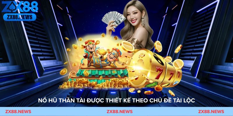 Giao diện vòng quay Nổ Hũ Thần Tài với biểu tượng Thần Tài và vàng